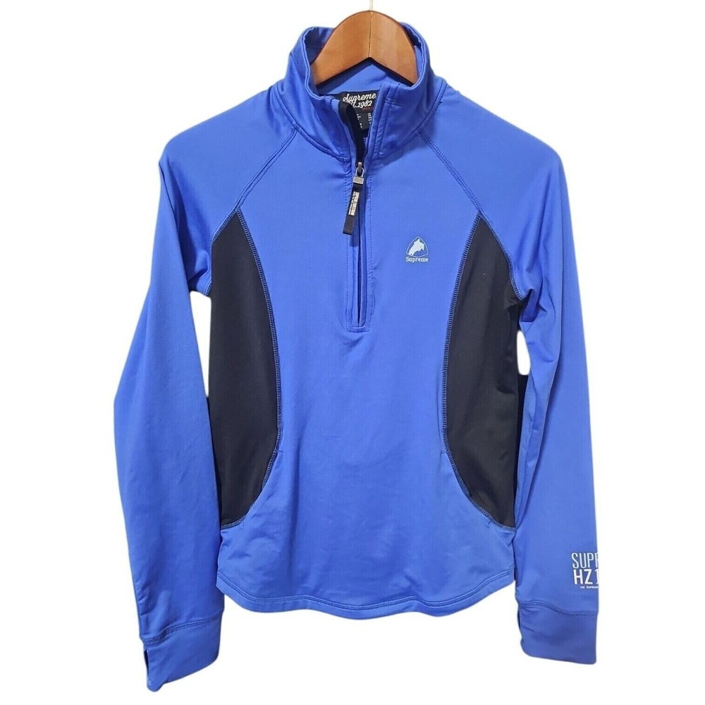 Supreme Est 1982 Half Zip Pullover Athletic Top Thumb Holes Blue S Women's Nwot - Picture 2 of 5